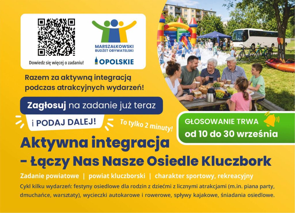 Aktywna integracja – Łączy Nas Nasze Osiedle Kluczbork w ramach Marszałkowskiego Budżetu Obywatelskiego Województwa Opolskiego